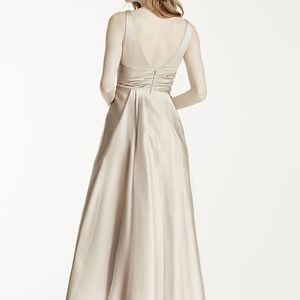 Formal Long Evening Gown (Champagne Color, Size 6)